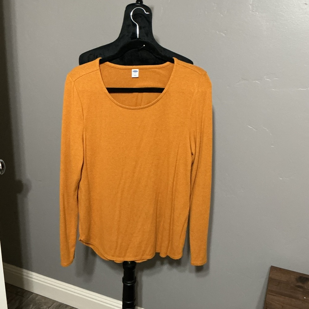 Old Navy Long Sleeve Scoop Neck Top - Mustard Gold